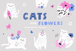 Cats & Flowers Cliparts, an Animal Illustration by danceyourlife