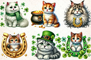Watercolor St. Patrick's cat Clipart, an Illustration by DreamCafeArt (Thumbnail 3 of 4)