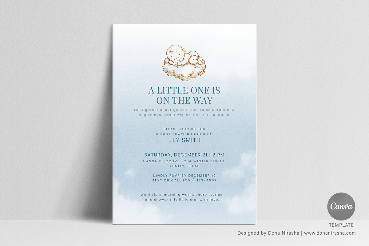 Baby Shower Invite Canva Temp - 31, a Marketing Template by BloomToLife By Dona (Photo 1 of 5)