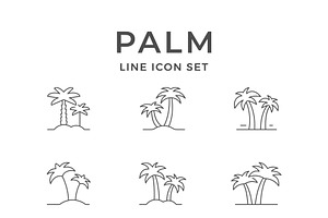 Set line icons of palm, an Outline Icon by motorama