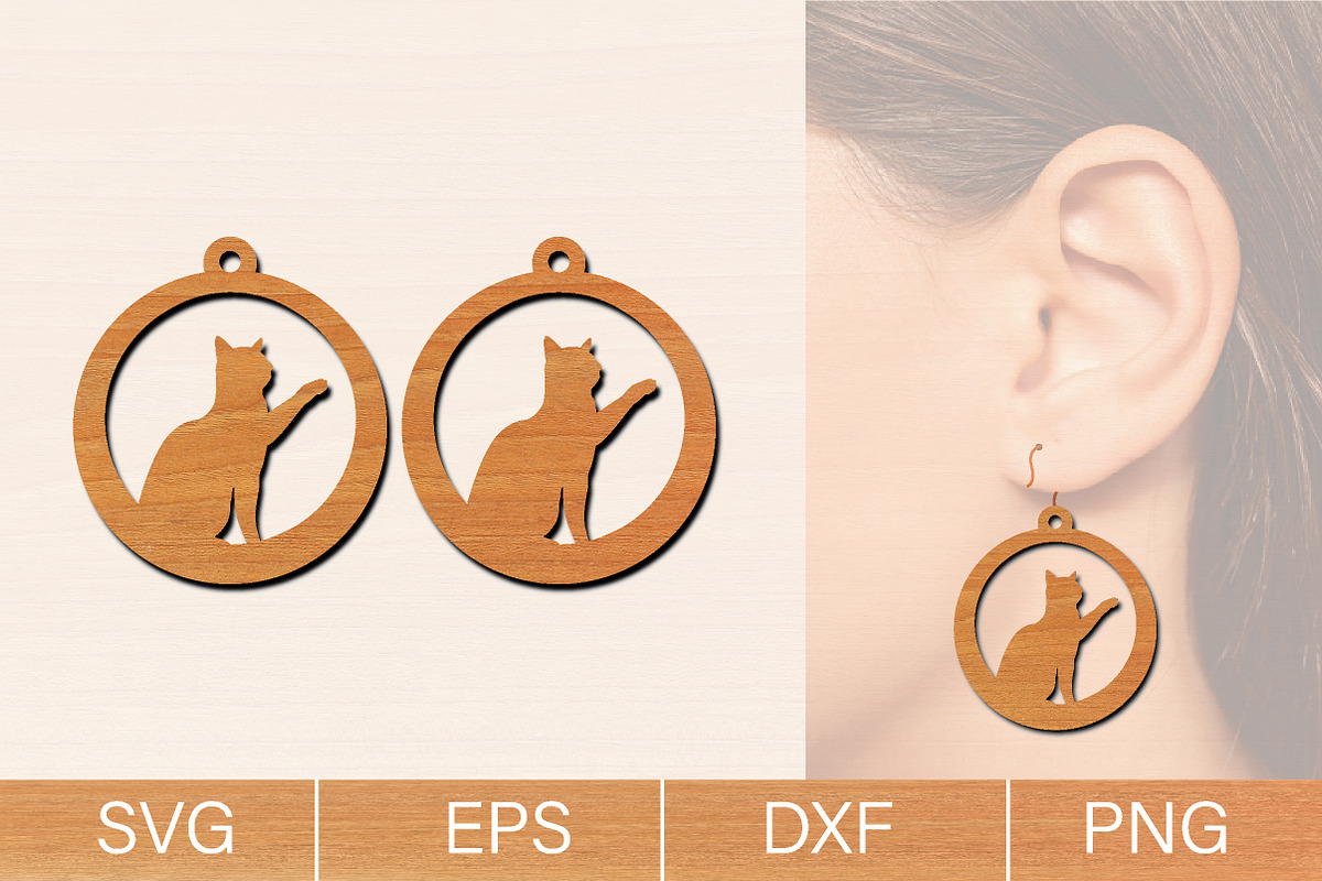 Cat Earrings Laser Cut SVG Bundle, an Object Graphic by jannatulpakhi (Photo 10 of 13)