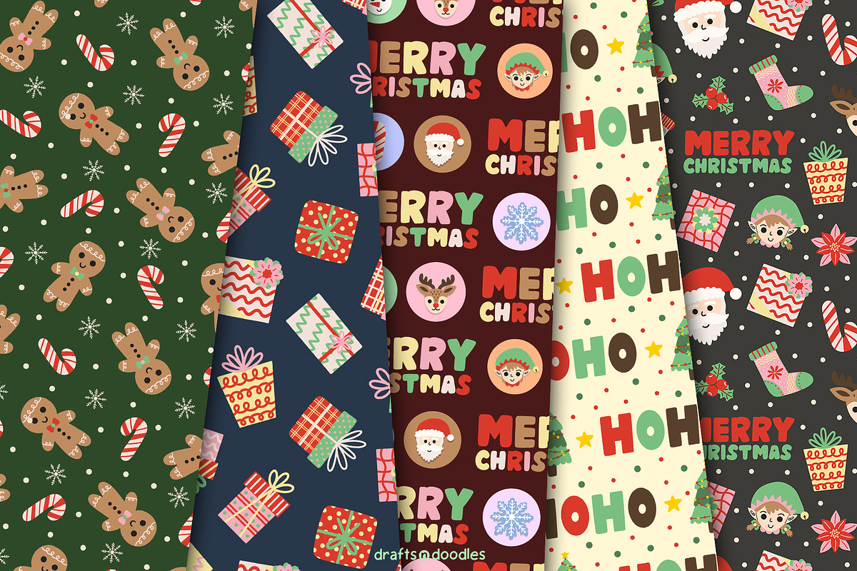Merry Christmas Clipart and Patterns, a Seasonal Illustration by Drafts n Doodles (Photo 6 of 12)