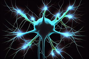 Human brain neurons activity impulse and anatomy.