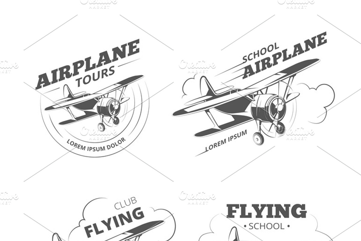Vintage airplane or aircraft logos, an Education Illustration by Microvector