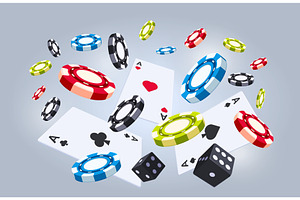 Casino games. Flying playing chips, a Sport Illustration by Valerie Bodnar