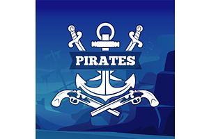 Pirate poster. underwater background, an Illustration by Onyx