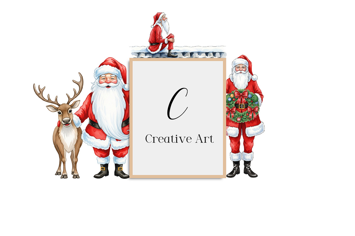 Watercolor Funny Skinny Santa Bundle, an Illustration by Creative Art (Photo 10 of 10)
