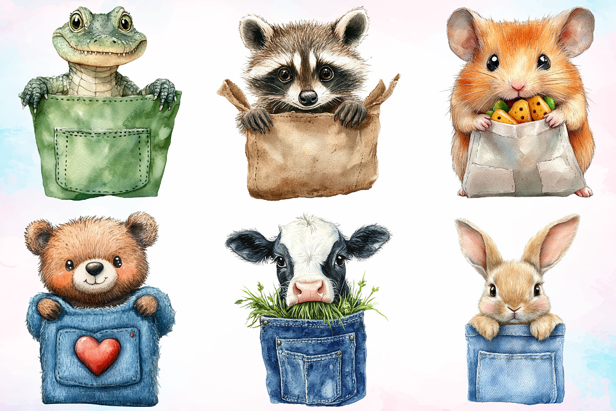 Watercolor Peeking Cute Animals PNG, an Animal Illustration by Canvas Craft (Photo 3 of 3)