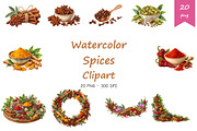 Watercolor Spices Clipart, a Food Illustration by BerryPieArt (Thumbnail 1 of 4)