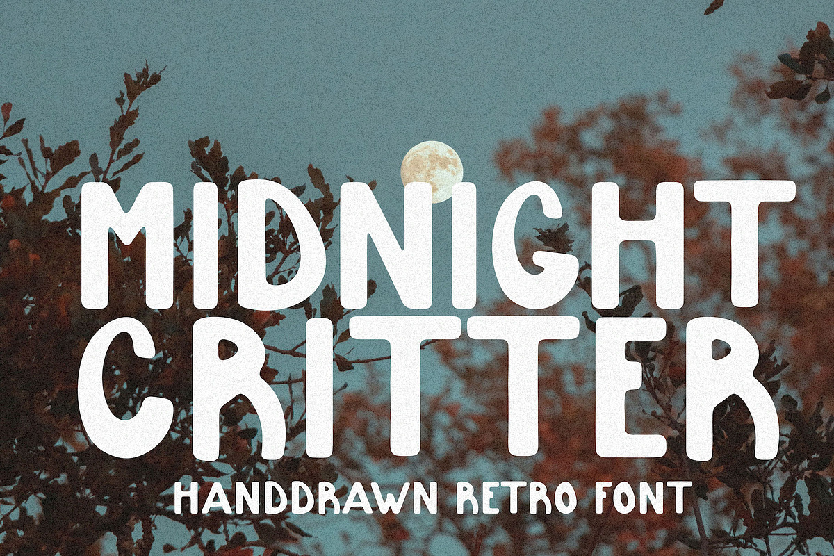 Midnight Critter - Hand Drawn Type, a Handwritten Font by Happy Raccoon Creative (Photo 1 of 4)