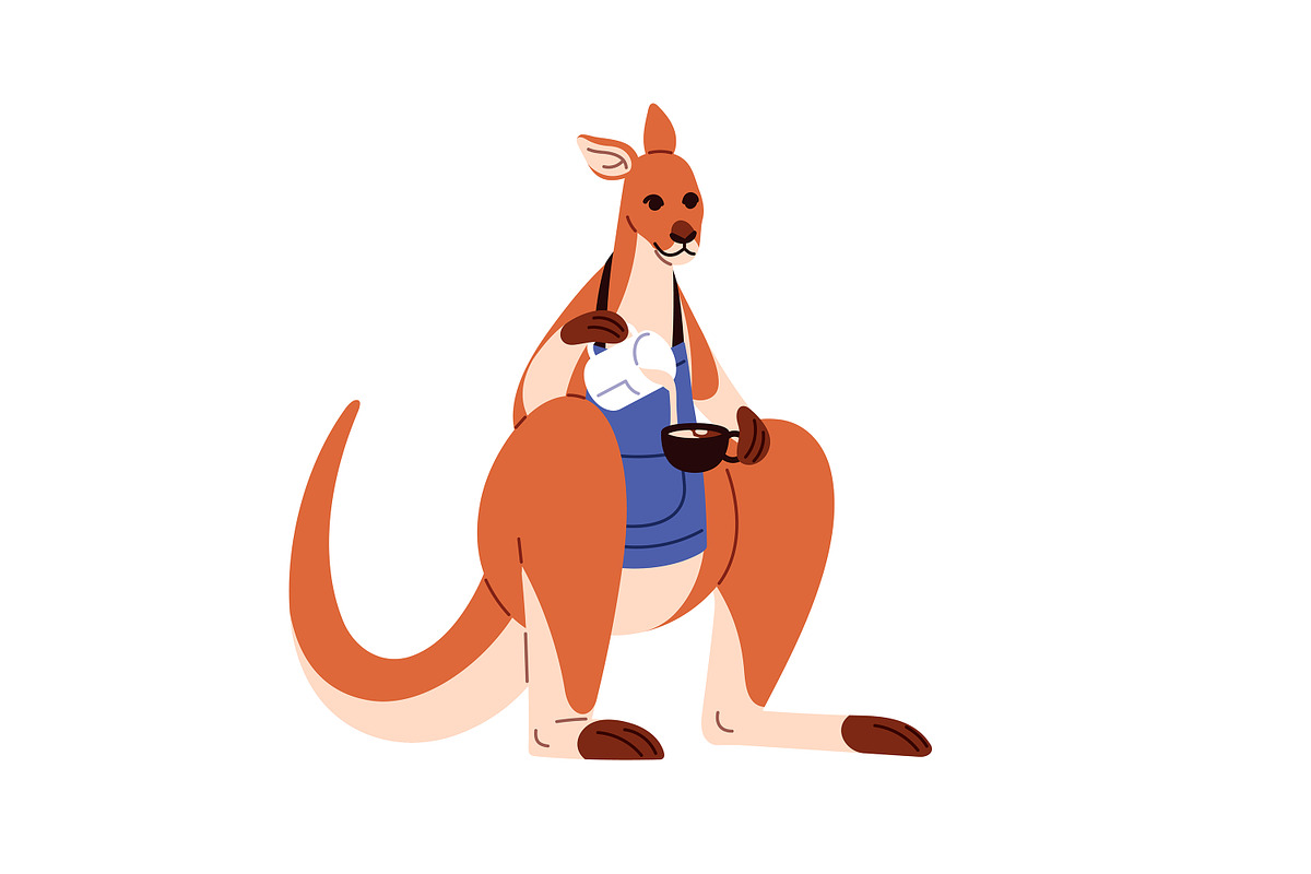 Cute kangaroo set + seamless pattern, an Animal Illustration by PaperTrident (Photo 4 of 15)