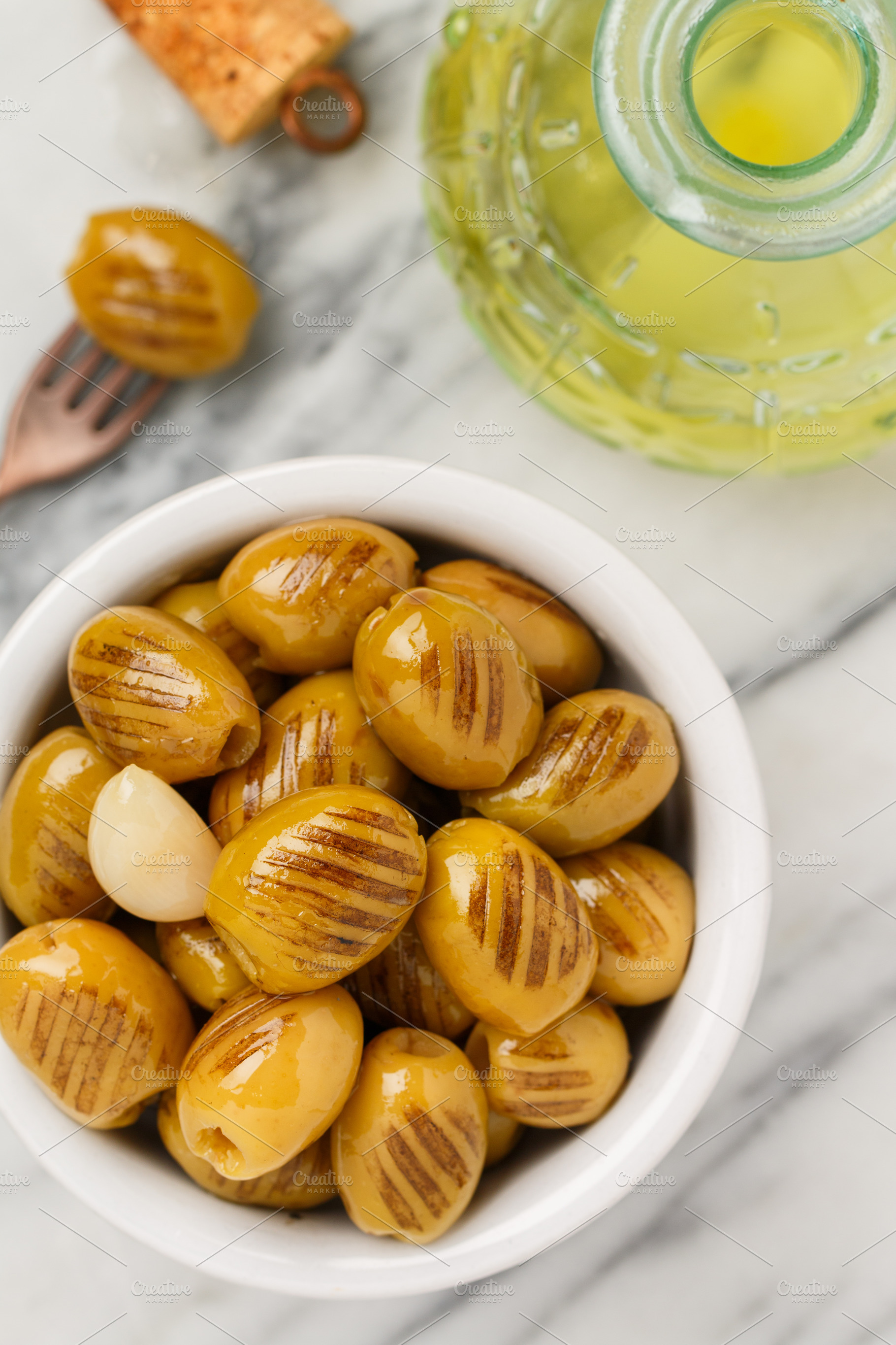 Grilled green olives, a Food & Drink Photo by La_Vanda