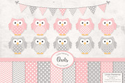 Pink & Grey Owl Vectors & Papers, an Animal Illustration by Amanda Ilkov (Thumbnail 1 of 3)