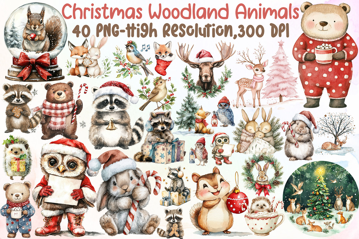 Sweet Christmas Woodland Animals Bun, an Illustration by Sublimation Artist (Photo 1 of 6)