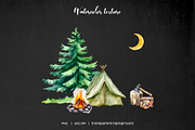 Watercolor camping clipart Hiking, an Object Illustration by Art and Funny (Thumbnail 3 of 3)