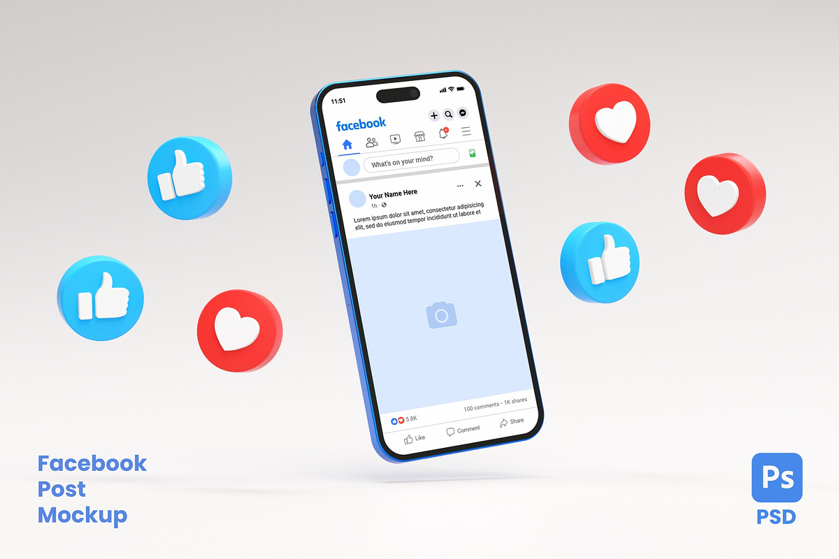 Facebook Post Mockup, an iPhone Mockup by TandemStock (Photo 1 of 4)