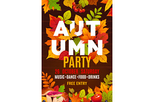 Autumn festival flyer, fall leaves