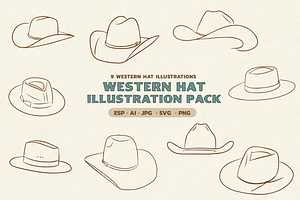 Cowboy Hats - Western Illustrations, an Illustration by Kellie Lynn Media