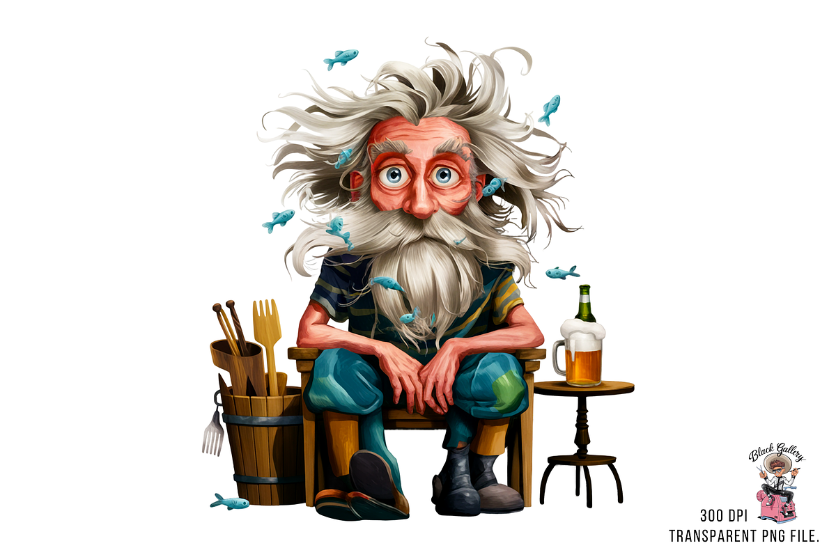Quirky Old Fisherman Clipart PNG, a Graphic by Clipart Bloom (Photo 6 of 13)