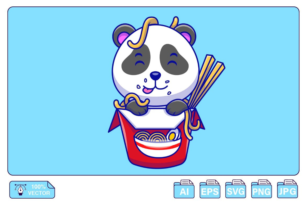 Panda Bear In A Ramen Noodle Cup, an Animal Illustration by Artstorystudio (Photo 1 of 3)