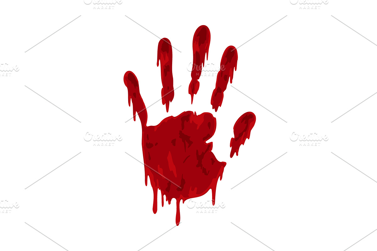 Realistic horror handprint with red, an Object Illustration by GraphiShop