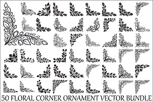 Floral Corner Ornament Vector Bundle, an Illustration by Designs_River