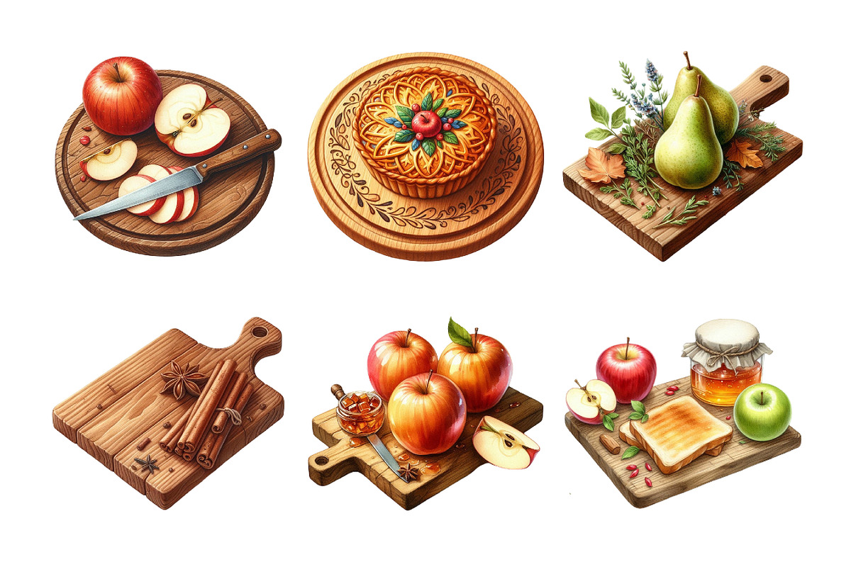Autumn Cutting Board Clipart Bundle, an Illustration by Daily.Designs (Photo 4 of 5)