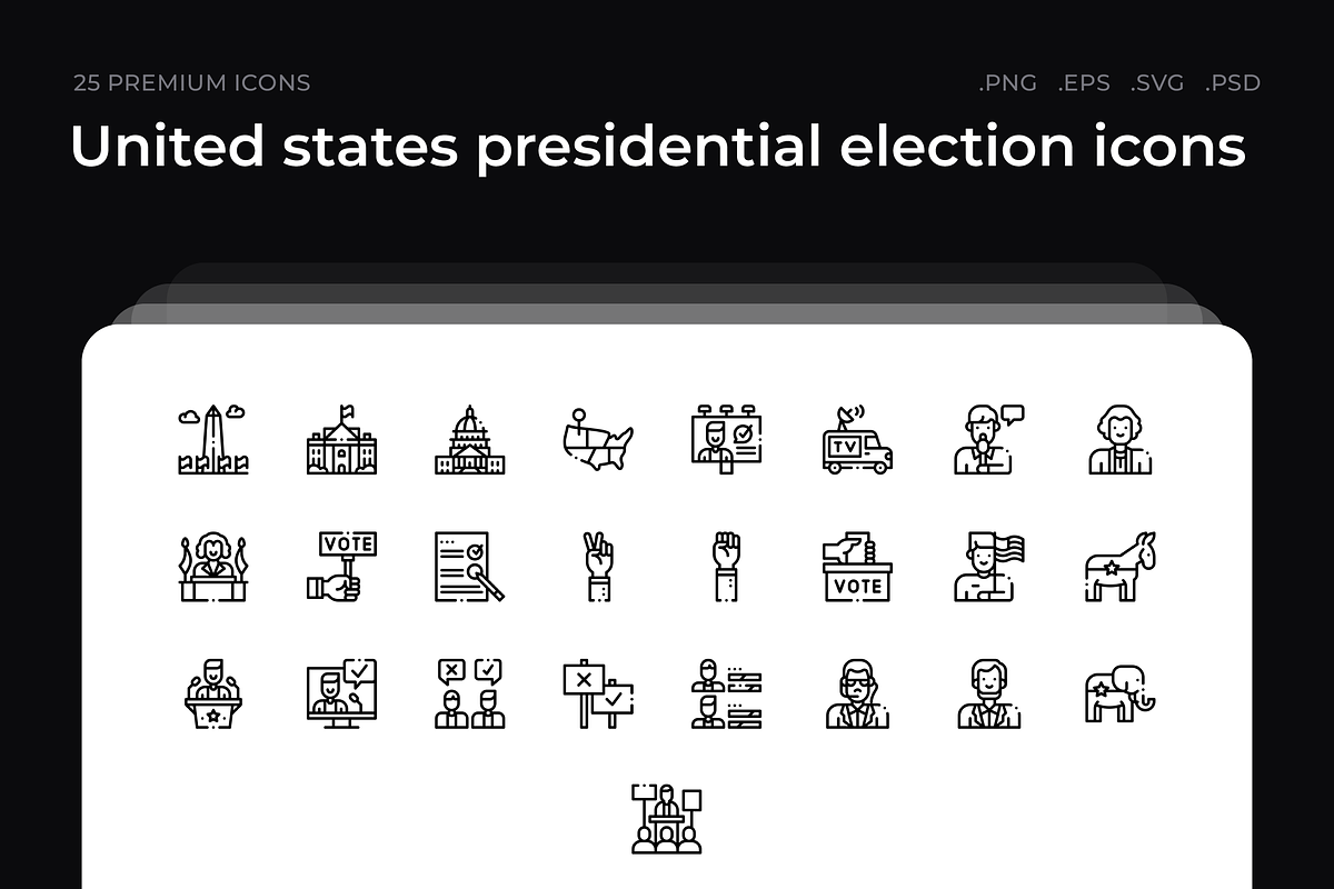 United states presidential election, an Outline Icon by Wencory (Photo 1 of 2)