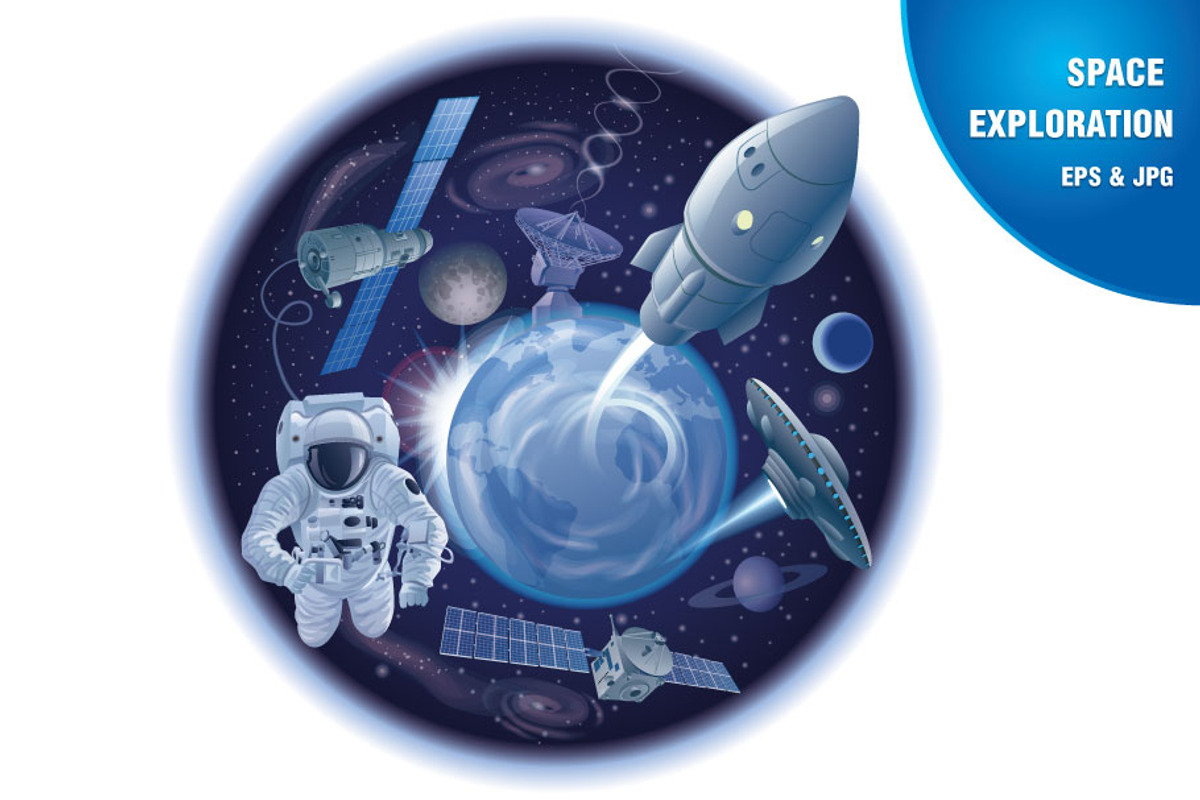 Space and Galaxy Exploration, a Technology Illustration by Oleg Tokarev Art