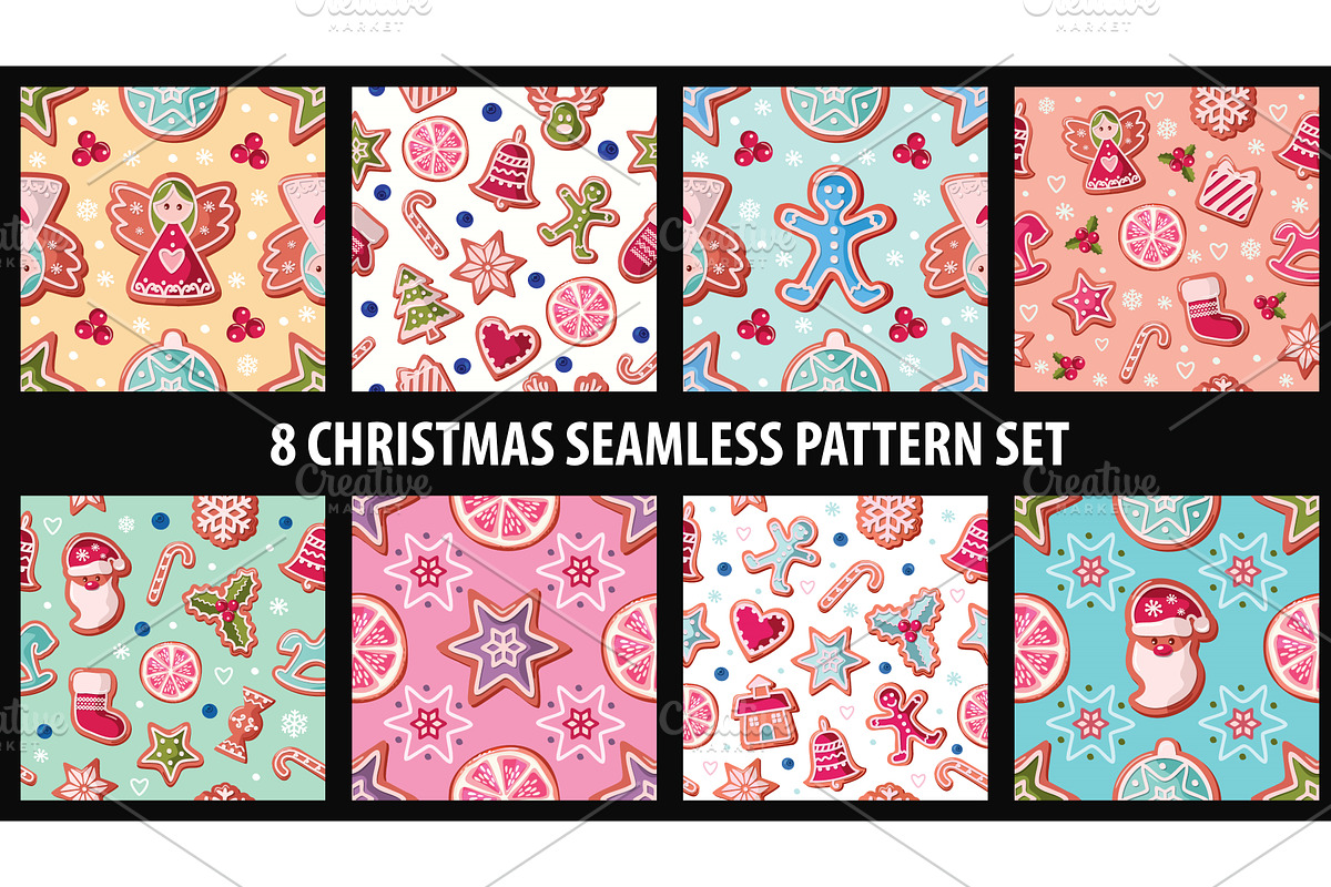 Christmas seamless pattern set, an Object Graphic by cutelittlethings