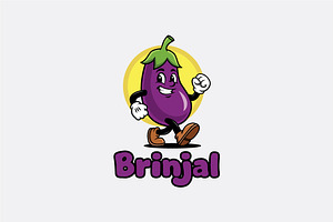 Brinjal Character Mascot Cartoon, a Branding & Logo Template by shazi