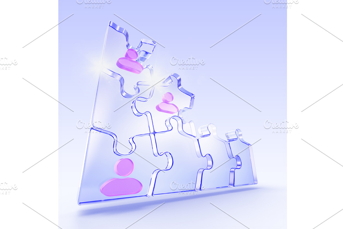 Isometric glass puzzle pieces 3d, an Object 3D Model by Marozhkastudio