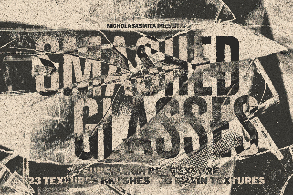 Smashed Glasses Textures + Brushes, a Texture Graphic by nicholasasmita (Photo 1 of 11)