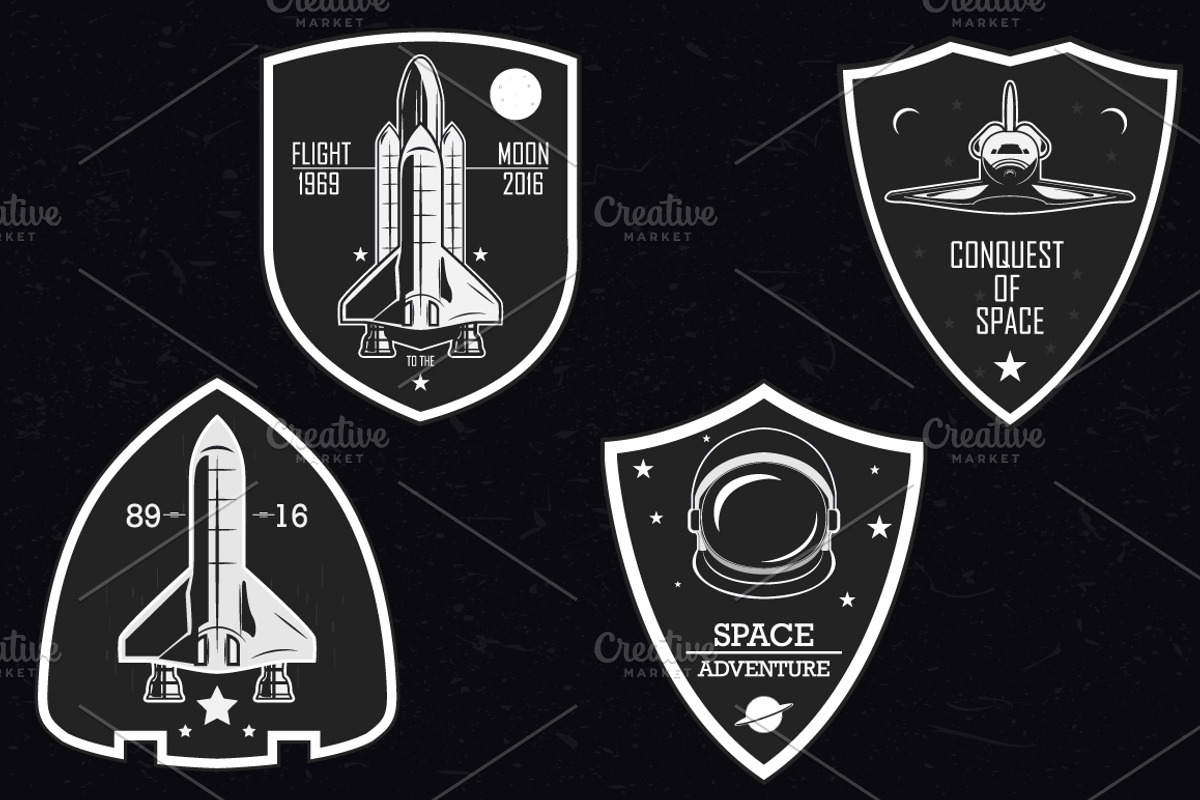 Set of vintage space logo, poster .., a Technology Illustration by pashigorov (Photo 1 of 4)