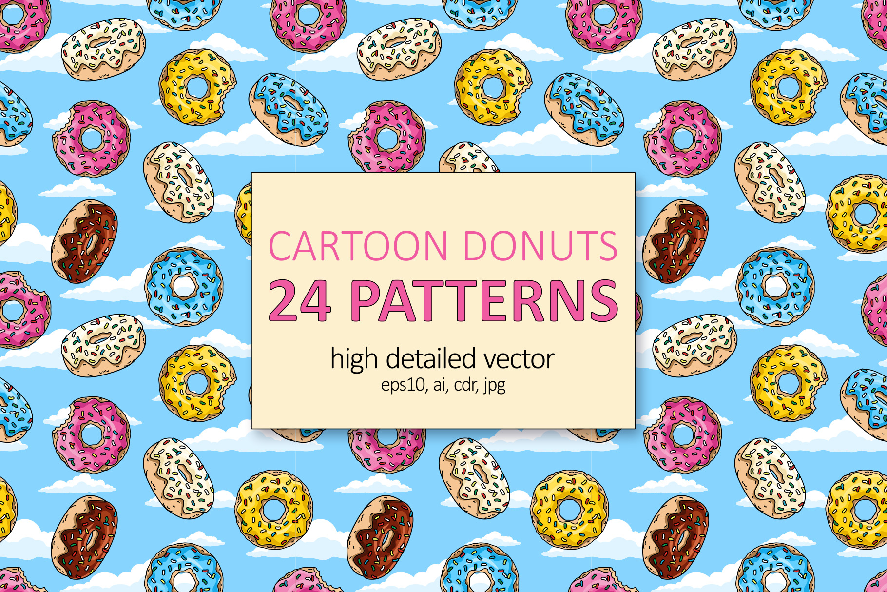24 donuts patterns, a Pattern Graphic by in Wonderland