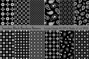 Seamless Black Bandana Patterns, a Pattern Graphic by Melissa Held Designs