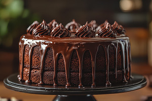 Delicious layered chocolate cake wit, a Food & Drink Photo by Pixeness Studio