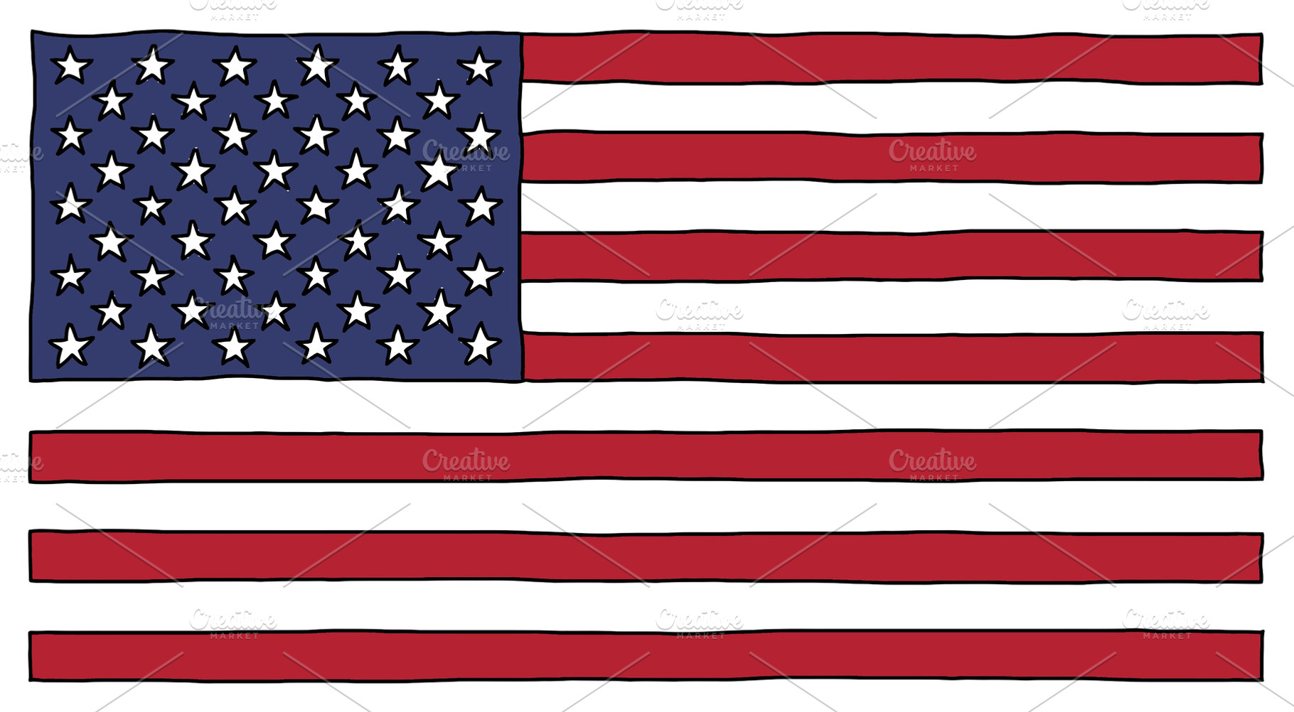 hand drawn usa flag, a Photo by WorldOfPhotos
