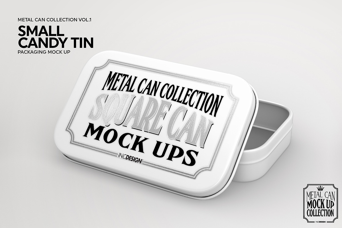 Small Candy Tin Packaging Mockup, a Cups & Container Mockup by INCDesign (Photo 4 of 5)