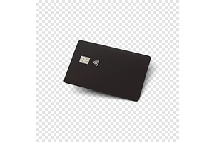 Black credit card. Blank realistic
