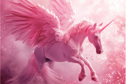 Graceful Pink pegasus flying, an Arts & Entertainment Photo by Ylivdesign