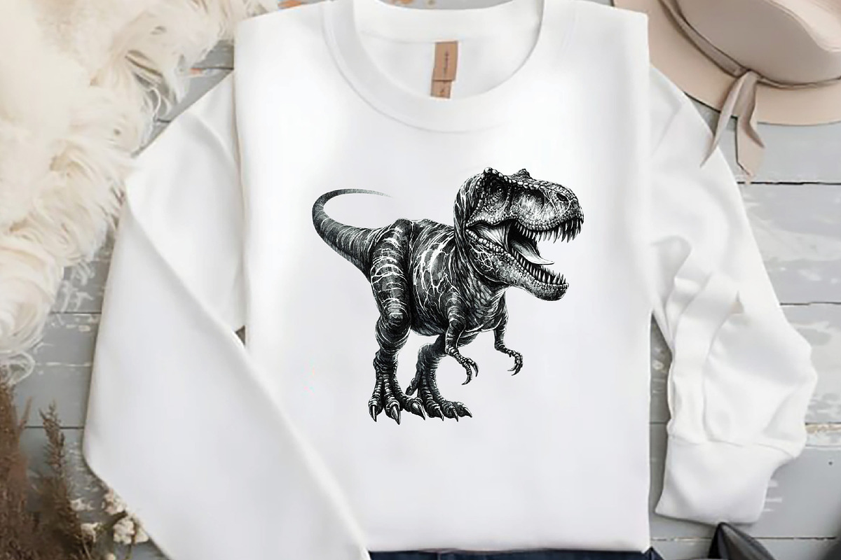 Watercolor Dinosaur Clipart Black an, an Illustration by DreamCafeArt (Photo 6 of 7)
