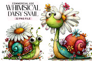 Whimsical Daisy Snail Clipart, a Seasonal Illustration by Daily.Designs (Thumbnail 1 of 4)