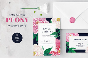 PEONY Watercolor Wedding Suite