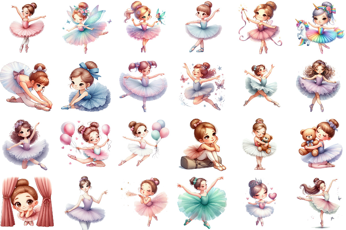 Adorable Ballerina Girls Clipart Bun, an Illustration by Sublimation Artist (Photo 2 of 6)