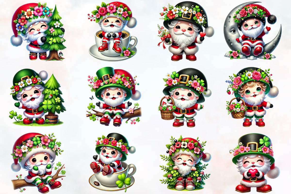 St. Patrick's Day Cute Santa Sublima, an Illustration by RobertsArt (Photo 3 of 7)