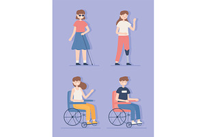 disabled group people, a Person Illustration by studiogstock