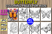 Butterfly Coloring Pages for Kids, an Animal Illustration by Design Home (Thumbnail 1 of 7)