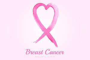 Pink ribbon in a heart shape