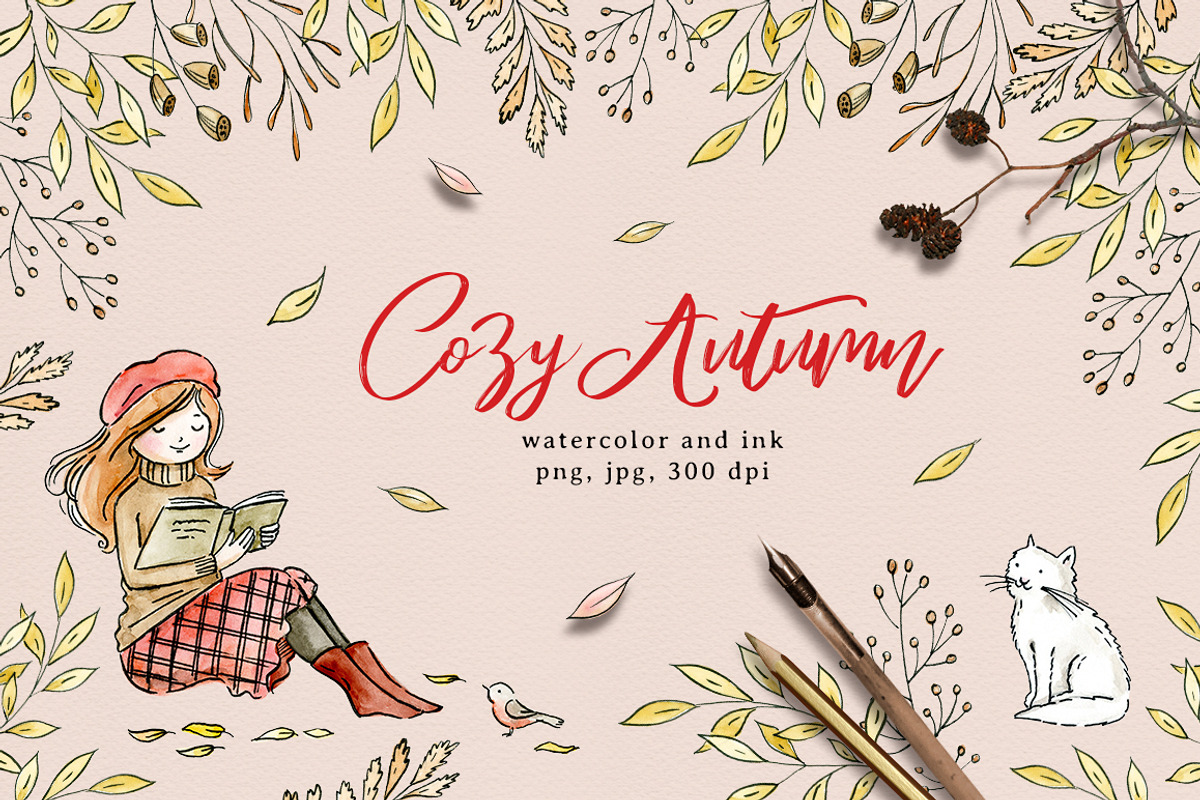 Cozy autumn - watercolor & ink, an Animal Illustration by long summer (Photo 1 of 6)